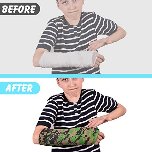 Boao 12 Pcs Arm Cast Cover Protector Short Long Camo Arm Sling Sleeve Decorations Removable Washable Wrist Elbow Protection