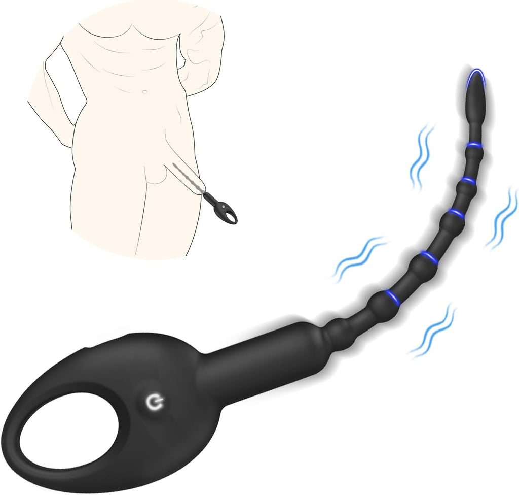 Vibrating Penis Plug Urethra Vibrator Penis Vibrator Dilators 10 Vibration Modes Male Sex Toys Sounding Rods Urethra Full Silicone Penis Toys Urethral Plug Urethral Sound Toys