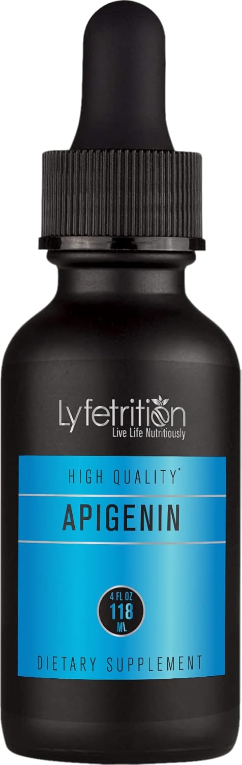 Lyfetrition Apigenin Supplement 70mg, 4 Oz Liquid, 220 Servings, Made in USA, Quick Absorption, Quality Potent Ingredients, Non-GMO, Cruelty-Free Products