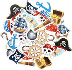 52Pcs Edible Pirate Cupcake Toppers Corsair Ship Captain Cupcake Picks for Nautical Sailing Cupcake Decorations Baby Shower Kids Pirate Birthday Cupcake Cake Decorations Supplies