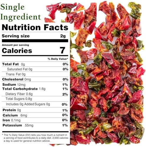 10oz Dehydrated Bell Peppers Flakes - Dehydrated Red & Green Chopped Bell Pepper, Dried Mixed Peppers for Cooking, Soup, Salad, Pasta, Stir-Fry, Omelet