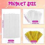 600Pcs Lollipop Stick - Cake Pop Sticks and Wrappers Kit Cake Pops Making Tools for Candy Chocolate Cookie Wrapping Include 200Pcs Cake Pop Sticks 200Pcs Cake Pop Bags and 200Pcs Twist Ties