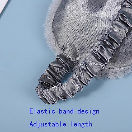 Plush Sleep Mask, 2PCS Adjustable Eye Mask for Sleeping, Sleeping Blindfold for Travel and Nap for Girls, Boys, Women, Men (Black Grey)