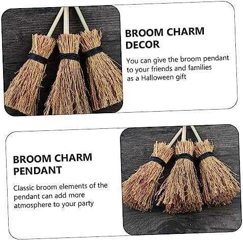 SAFIGLE Halloween Broom Charm Pendant Miniature Witch Broom Decor for Jewelry Making Necklaces Bracelets and Keychains for Halloween Cosplay and Festive Decorations