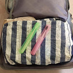 Medsuo 4pcs Plastic Toothbrush Case Travel Cover Holder Storage (Pink, Blue, Green and White)