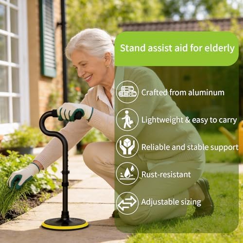 Standing Aid for Seniors Stand Assist Aid Devices & Supports for Elderly Help Get Up from Floor Standing Mobility Aid Tool Rising Indoors Garden Housework Bedroom Bathroom Bedside Matte Black