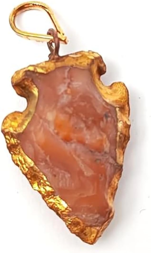 Jet Carnelian Arrowhead Pendant Gold Plated Creativity Spiitual Balancing Chakra Decor Agate Reiki Pendant Healing Crystal Approx 1 inch