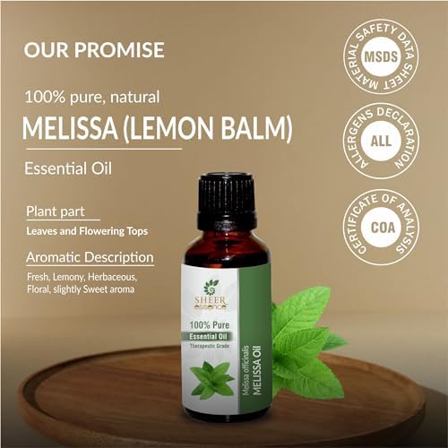 Melissa (Lemon Balm) Oil (Melissa Officinalis) Essential Oil 100% Pure Natural Undiluted Uncut Therapeutic Grade Oil 0.16 Fl.OZ