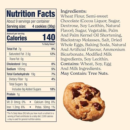 Famous Amos Original Recipe Chocolate Chip Bite-Size Cookies, 30 Pack Box, 30 oz