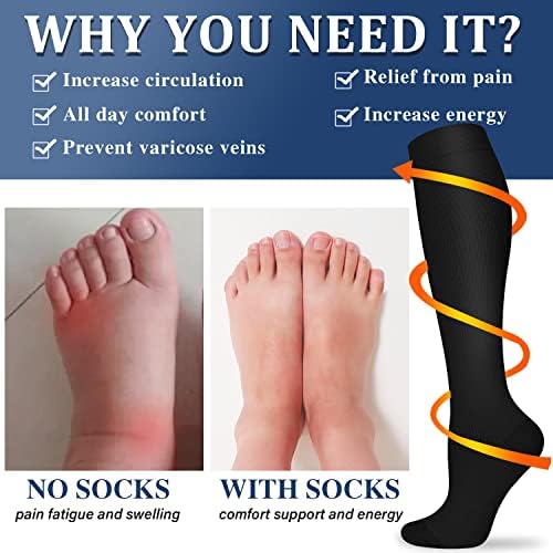 Sooverki Compression Socks for Women and Men Circulation (3/4 Pairs) is Best Support for Running Athletic Cycling Hiking