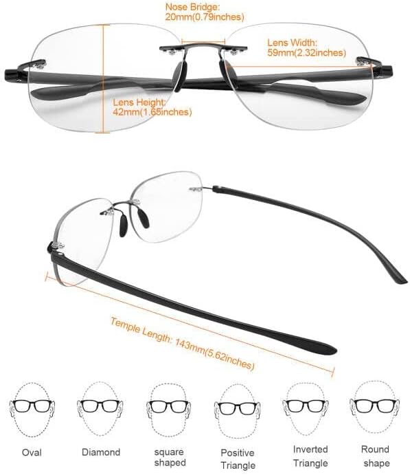 YIMI Photochromic Bifocal Reading Sunglasses Anti Blue Light Computer Glasses Rimless Transition Sun Readers for Women Men