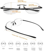 YIMI Photochromic Bifocal Reading Sunglasses Anti Blue Light Computer Glasses Rimless Transition Sun Readers for Women Men