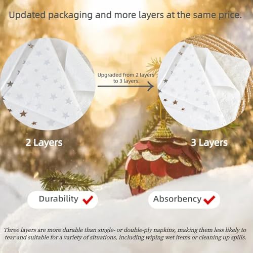 Silver Star Cocktail Napkins 100 Counts 2-Ply 5'' White and Silver Disposable Paper NapkinsPerfect for Birthday Party Supplies Wedding Bridal Shower Baby Shower Valentine's Day+?