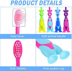 Gerrii Kids Toothbrushes Bulk Soft Lovely Little Kangaroo with Covers Suction Cup Individually Wrapped for Children Toddler Home School Camp Daycare Travel(100 Pcs)