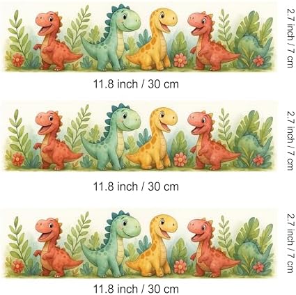 3 pcs Dinosaurs Cake Strips Edible birthday cake strips, cake side borders, Icing Sheets 2.7X11.8