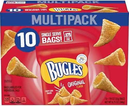 Bugles Original Crispy Corn Snacks, Snack Bags Multipack, 10 Ct, 8.75 oz