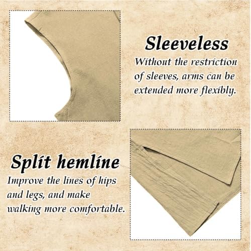 Medieval Tunic Men Renaissance Pirate Shirt Sleeveless Lace Up for Viking Knight Warrior LARP