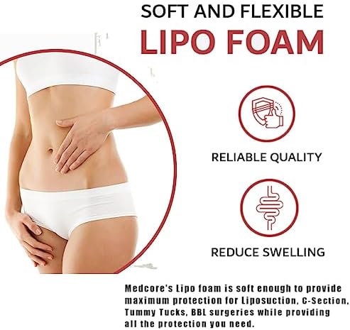 Medcore 4 Pack Lipo Foam Board - Post Surgery Ab Board - Use After Liposuction, C-Section, Tummy Tucks, BBL surgeries