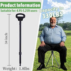 ALEVMOOM Walking Cane with Seat 2-in-1 Cane Stool for Adults, Aluminum Walking Stick with Seat, Stick Chair Portable Stool for Senior