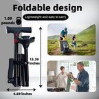 Folding Walking Cane for Men & Women-Lightweight Adjustable Walker Cane with Non-Slip Handle,360° Rotating Base,LED Light, Emergency Alarm Button & Wrist Strap-Senior Canes for Daily Walking
