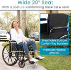 Vive Bariatric Wheelchair for Adults (Supports 400 lbs) - Foldable, Heavy Duty, Manual & Transport Wheel Chair - Portable Senior Drive Travel Scooter for Transfers - Wide 20" Seat