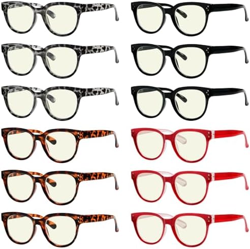 Eyekepper 12-pack Semi-rim Reading Glasses Anti-blue Light Readers Half-frame for Women Men +1.25