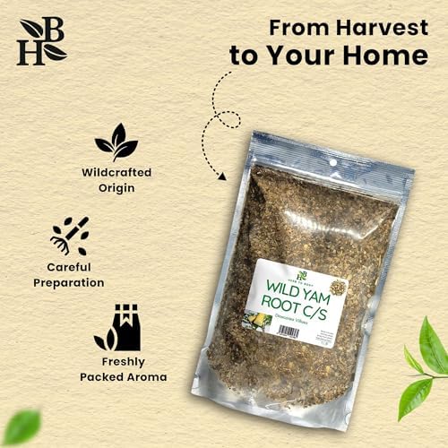 Herb To Body Wild Yam Root Cut & Sifted – 4 oz, Wildcrafted Dioscorea Villosa for Herbal Tea, Relaxation Support, and Traditional Uses