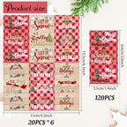 arricraft 120 Pcs Merry Christmas Mini Candy Bar Wrappers, Red Plaid Elk Xmas Tree Chocolate Bar Label Stickers Self Adhesive Stickers for Christmas Winter Holiday Party Favors(No Candy)