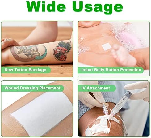 LotFancy Tattoo Aftercare Bandage, 4" x 12 Yards Roll, Transparent Film Dressing, Waterproof Protective Tattoo Wrap Tape for Second Skin Healing, Tattoo Supplies and Scar Therapy