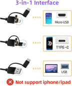 Ear Wax Removal Tool Kit, Ear Otoscope Cleaning Tool with Light Camera, HD Ear Digital Endoscope Ear Pick Equipped with 6 LED Lights, 6 in 1 Stainless Steel Ear Wax Cleaner Tool for Micro USB Type C