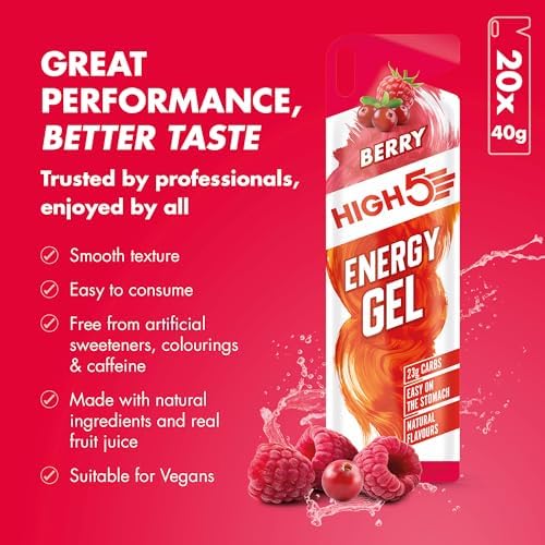 HIGH5 Energy Gel Quick Release Energy On The Go From Natural Fruit Juice (Berry, 20 x 40g)