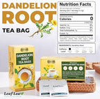 LeafLea 40 Dandelion Root Tea Bags, Dandelion Tea Supports Wellness and a Balanced Lifestyle, Natural Dried Dandelion Root, Vegan, No Sugar, Caffeine-Free