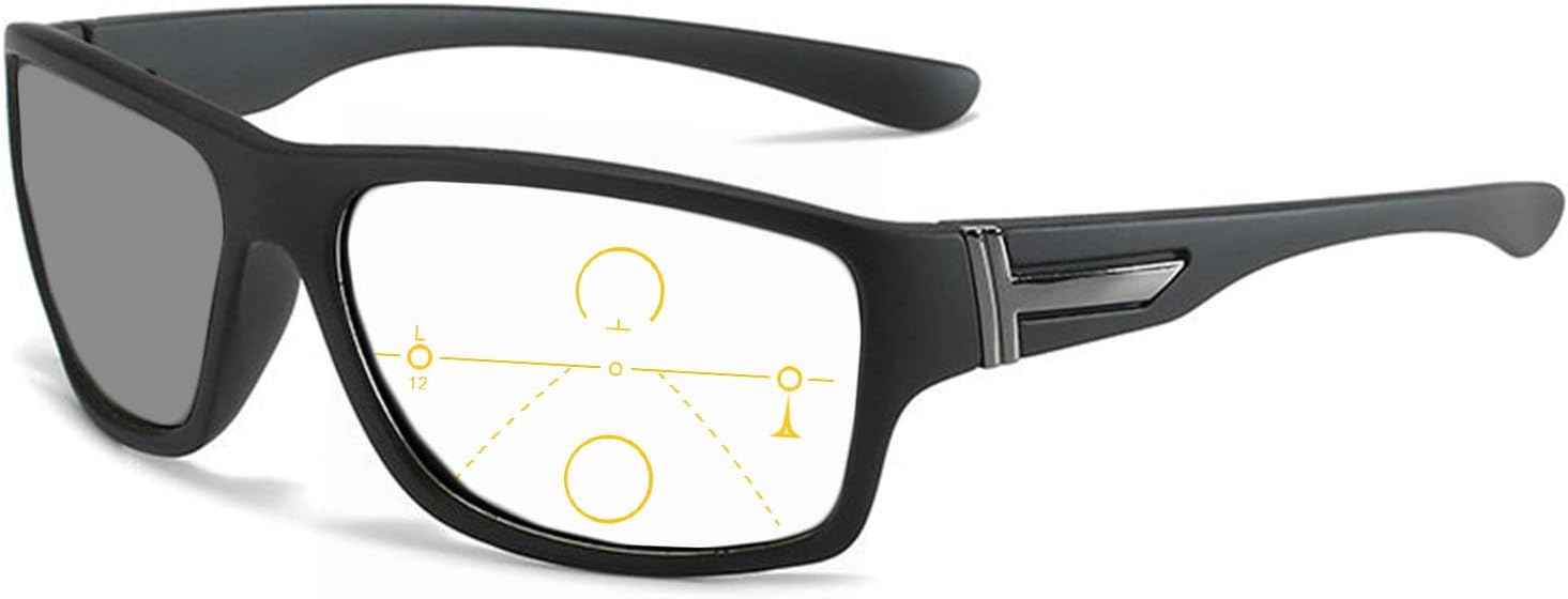 sports Progressive Multifocal Presbyopic Glasses square Photochromic Gray Sunglasses for Men computer Readers