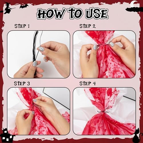 CNhoqc Halloween Lawn Leaf Bags - 4Pcs Halloween Party Bloody Large Trash Garbage Liners Refuse Strong Lawn Yard Waste Trash Bags Ply Heavy Duty Twist Ties Tear Resistant Self Standing Garden Outdoor