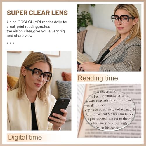 OCCI CHIARI Large Oversized Reading Glasses Women Square Vintage readers
