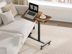 Overbed Table with Wheels, Height Adjustable Overbed Bedside Table, Tilting Desktop Mobile Standing Desk, C-Shaped Side Table for Livingroom or Bedroom, Rustic Brown and Black ETHR6801