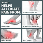 AZMED Plantar Fasciitis Night Splint & Support, Adjustable Orthotic Foot Drop Brace for Achilles Tendonitis and Heel Spur Relief, Black