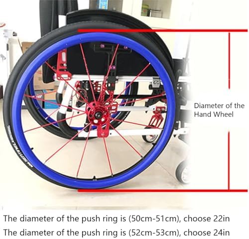 Hcduvso 1Pair Wheelchair Push Rim Covers, 22/24in Non-Slip Rear Wheel Sports Wheelchair Rubber Cover, Wear-Resistant, Improve Grip and Traction,24in-Black