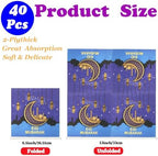40Pcs Eid Mubarak Ramadan Napkins Eid Mubarak Party Supplies Disposable Paper Napkins Gold Stars Moon for Muslim Kitchen Holiday Party 6.5in(Blue)