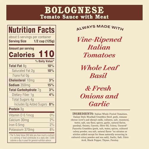 Rao's Homemade Bolognese Sauce 24 oz, Tomato Sauce, All Purpose, Keto Friendly Pasta Sauce, Premium Quality Tomatoes from Italy, Beef, Pork & Pancetta