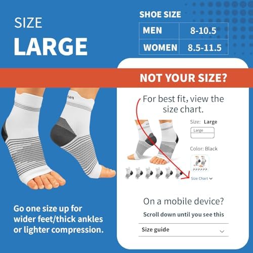6 Pairs Plantar Fasciitis Socks for Men & Women, Ankle Brace Compression Socks with Arch Support for Achilles Tendonitis, Heel Pain, Swelling & Arthritis Relief, Black, Gray, White, Large