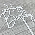 JIEEIN Happy Birthday Cake Topper for Birthday Party Decoration - Off-white Plastic