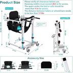 Electric Patient Lift Transfer Chair, Portable Folding Transfer Chairs for Home, Bathroom & Car Transfers, Remote Control, Adjustable Height Bathroom Transfer Chairs for Seniors, Adults, Disabled