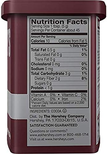 Hershey's Cocoa, Natural Unsweetened, 8 oz Container (Pack of 4)