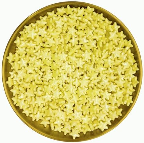Dynastang 10mm Yellow Stars Sprinkles Edible Stars Cake Decorating Stars Cake Decorations Cupcake Toppers Cookie Decorating Perfect for Cakes, Cupcakes, Desserts Toppings 3OZ