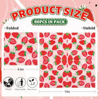 Whaline 80Pcs Strawberry Paper Napkins Fruit Disposable Napkins Red Pink Luncheon Dinner Table Napkin for Wedding Birthday Baby Shower Party Supplies