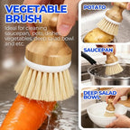 Holikme 6 Pack Dish Brush Kitchen Brushes Set with Vegetable Palm Brush, Bottle Brush, Dish Brush and Straw Brush, Fruit Cleaning Brushes for Cleaning Potato Skillet Wok Pot Pan Cast Iron, Yellow
