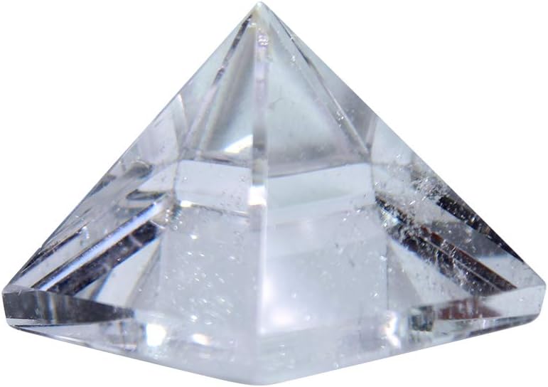 Runyangshi Natural Clear Quartz Crystal Pyramid Energy Generator | 1.6x1.6in (4x4cm) Healing Crystal Pyramid for Protection & Positive Energy | Natural Quartz for Chakra Reiki Home Decor