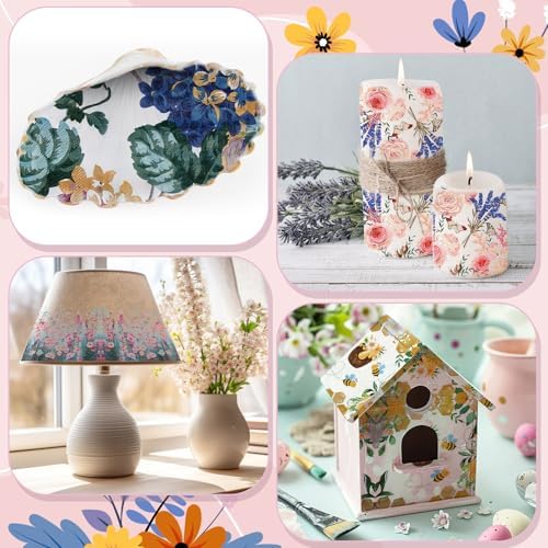 Crtiin 20 Pack Decoupage Napkins Floral Napkins Flower Cocktail Paper Decorative Toilet for Valentine's Day Birthday Party Beautiful Gorgeous, 20 Styles Each 6.5 Inches(Style 5)