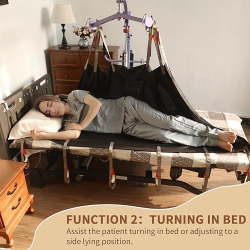 EZ Assistive Transfer Lift Sling for Patient Moving and Positioning, Full Body Sling to Transfer Patient of Spine Can Not Bend/Bedridden,SWL 500 lbs (Black)